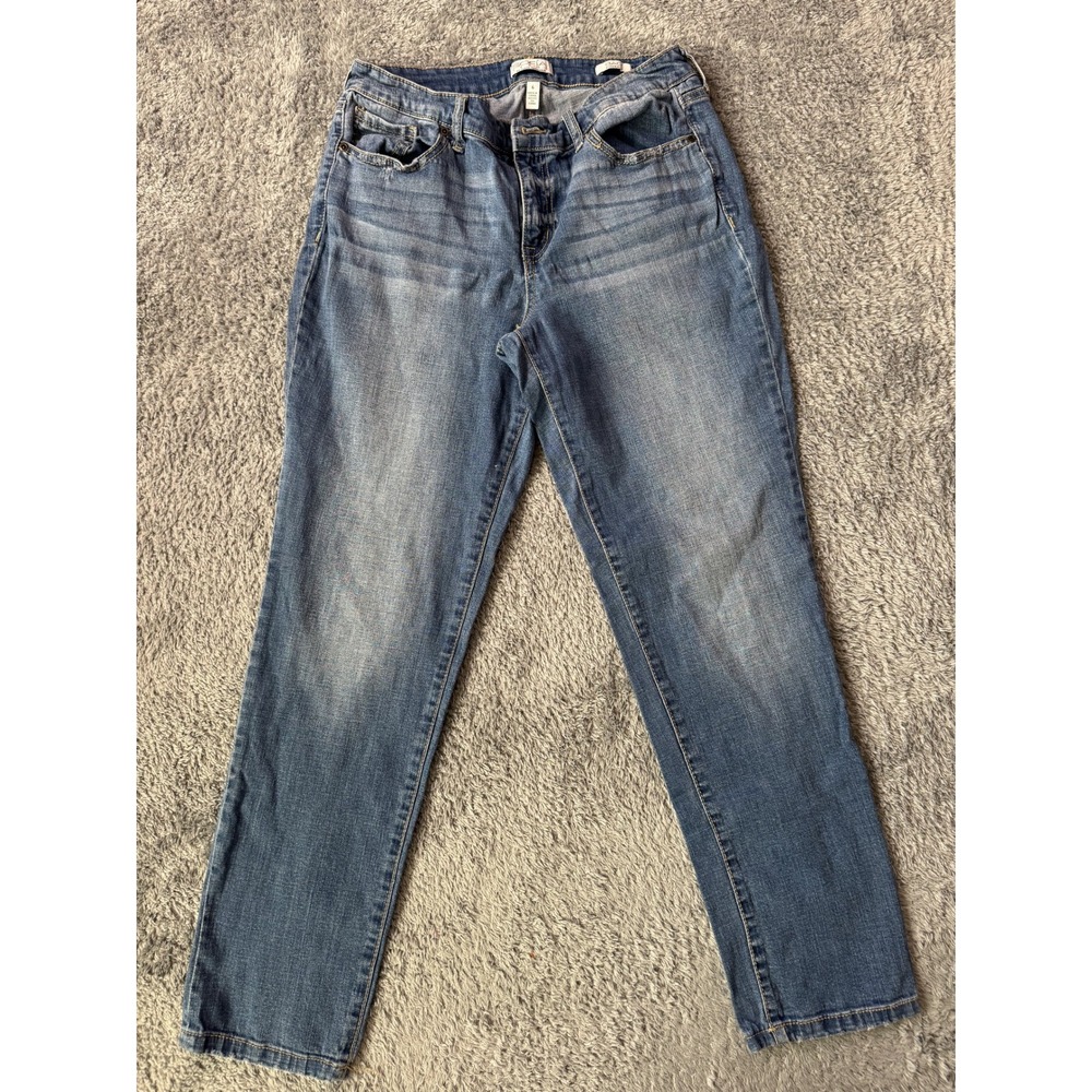 Sofia Jeans Womens Bagi Boyfriend Jeans Size 6 Blue Denim Whiskered Stretch